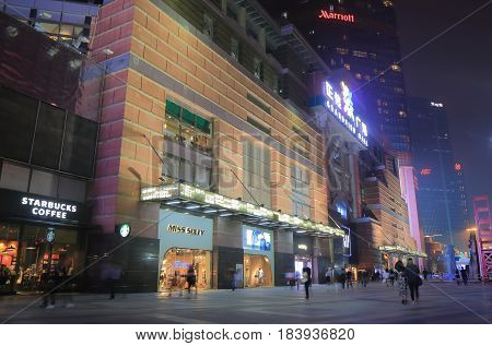 GUANGZHOU CHINA - NOVEMBER 13, 2016: Unidentified people visit Grandview mall. Grandview mall is a contemporary shopping mall in downtown Guangzhou.