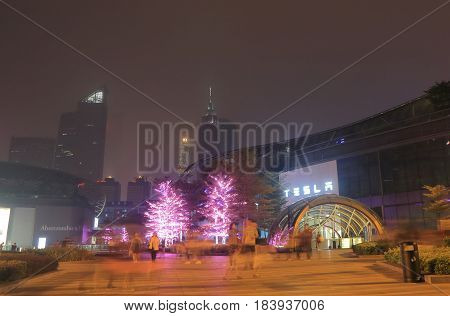 GUANGZHOU CHINA - NOVEMBER 13, 2016: Unidentified people visit Tianhe road shopping district.