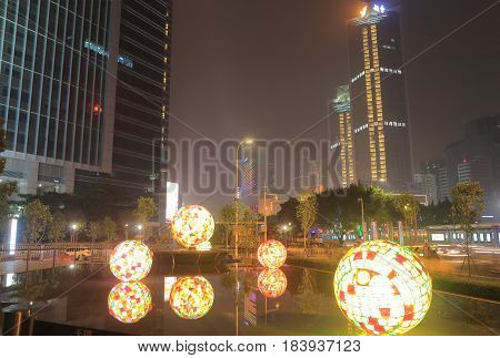 GUANGZHOU CHINA - NOVEMBER 13, 2016: Tianhe road shopping district.