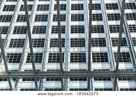 Close up photo of modern building to show architect of structure minimal abstract background.