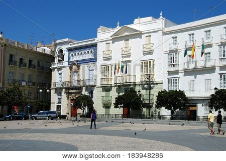 CADIZ, SPAIN - SPETMEBER 8, 2008 - National University of Distance Education building in San Antonio Plaza Cadiz Cadiz Province Andalusia Spain Western Europe, September 8, 2008.