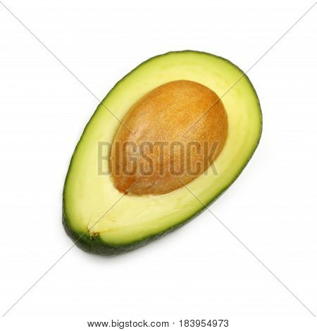 Fresh Green Ripe Avocado Isolated On White