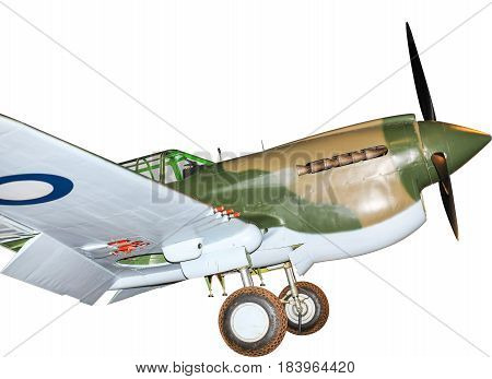 P-40 Kittyhawk World War Two fighter plane, isolated on white