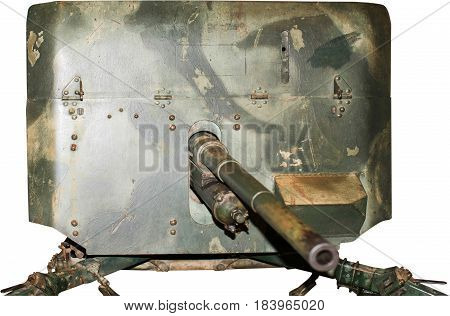 Armoured gun emplacement from World War Two, isolated on white
