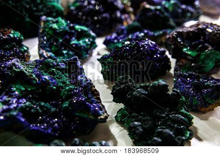 various stones and minerals at the exhibition