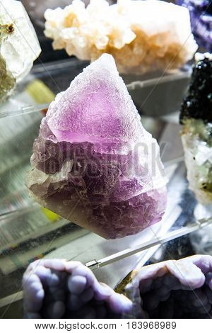 various stones and minerals at the exhibition