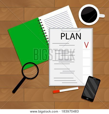 Morning Planning of Day. Vector day planner illustration of day plan schedule