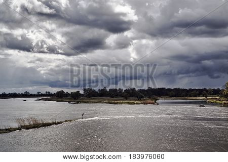 Oder floodplains on a rainy day in Poland