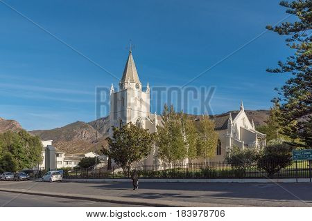 MONTAGU SOUTH AFRICA - MARCH 26 2017: A street scene with the Dutch Reformed Church in Montagu a town in the Western Cape Province