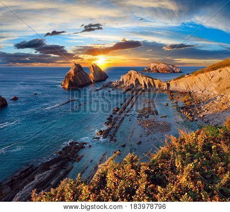 Arnia Beach Sunset Landscape.