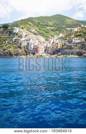 Riomaggiore In Cinque Terre, Italy - Summer 2016 - View From The Sea