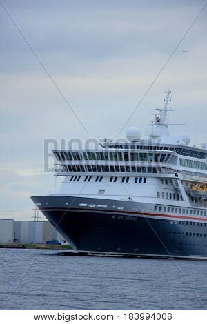 Velsen The Netherlands - April 27th 2017: Balmoral Fred Olsen Cruise Lines In North Sea Canal Toward