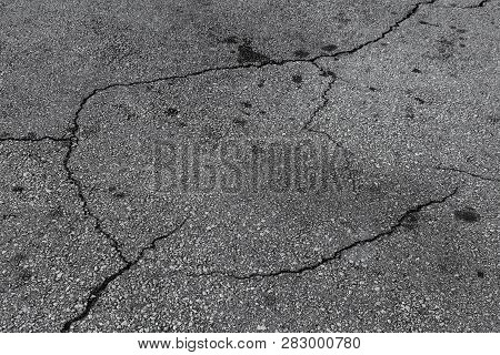 Abstract Cracked Background As Basis For Any Creative Design. Cement, Asphalt Floor Fissure Pattern.