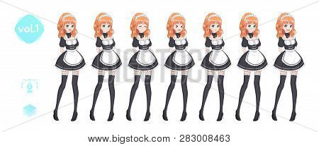 Anime Manga Girl. Costume Of Maid Cafe