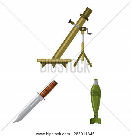 Vector Illustration Of Weapon And Gun Icon. Collection Of Weapon And Army Stock Symbol For Web.