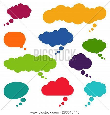 Collection Of Different Speech Bubbles And Thought Bubbles With Space For Text