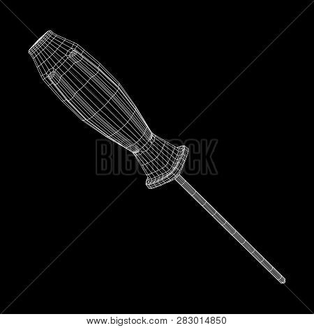 Crosshead Screwdriver. Handyman Tool For Home Repair. Maintenance Themed Abstract Model Wireframe Lo