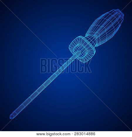 Crosshead Screwdriver. Handyman Tool For Home Repair. Maintenance Themed Abstract Model Wireframe Lo