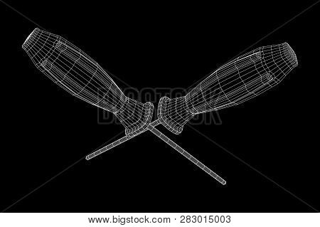 Crosshead Screwdriver. Handyman Tool For Home Repair. Maintenance Themed Abstract Model Wireframe Lo