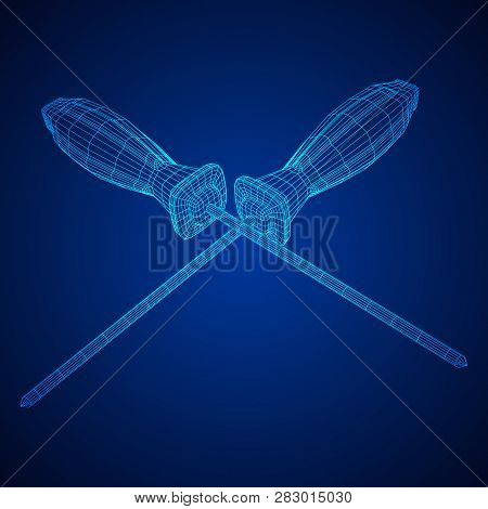 Crosshead Screwdriver. Handyman Tool For Home Repair. Maintenance Themed Abstract Model Wireframe Lo