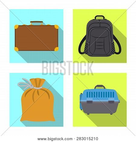 Vector Illustration Of Suitcase And Baggage Sign. Set Of Suitcase And Journey Vector Icon For Stock.