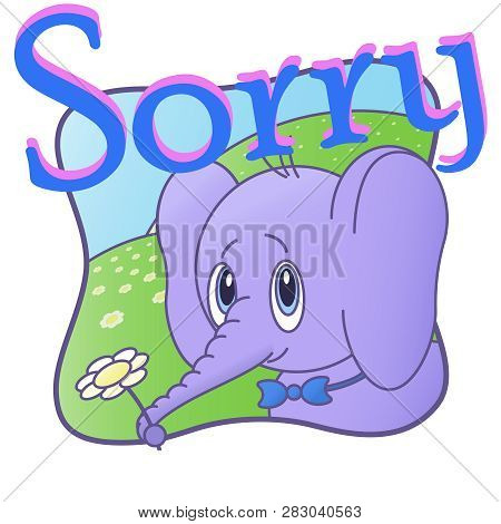 Apology Card ,vector. Animal With Flower, Flyer