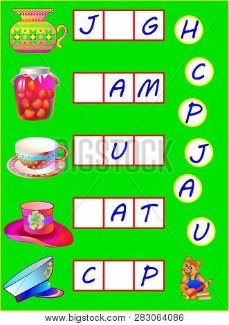Educational Page For Children With Exercises For Study English. Need To Find Missing Letters  And Wr