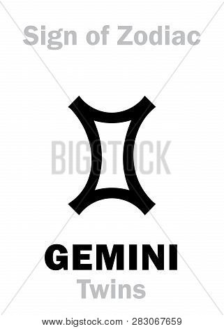 Astrology Alphabet: Sign Of Zodiac Gemini (the Twins). Hieroglyphics Character Sign (single Symbol).