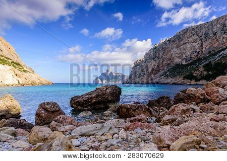 The Beautiful Coast Of The Mediterranean Sea. Cala Boquer - Rocky Beach On Mallorca Island, Balearic