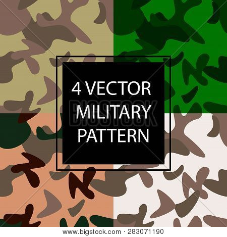 Vector Collection Of Four Military Seamless Patterns