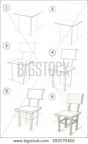 Page Shows How To Learn Step By Step To Draw A Chair. Developing Children Skills For Drawing And Col
