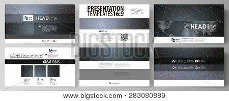 Business Templates In Hd Format For Presentation Slides. Vector Layouts In Flat Design. Colorful Dar