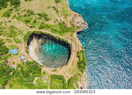 Broken Beach In Nusa Penida Island. Drone View.