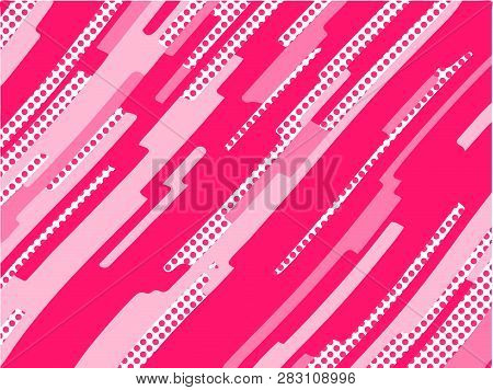 The Pink Pattern. Trending Abstract Design With Irregular Shapes, Points And Wavy Lines To Create Ro