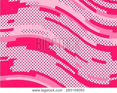 The Pink Pattern. Trending Abstract Design With Irregular Shapes, Points And Wavy Lines To Create Ro