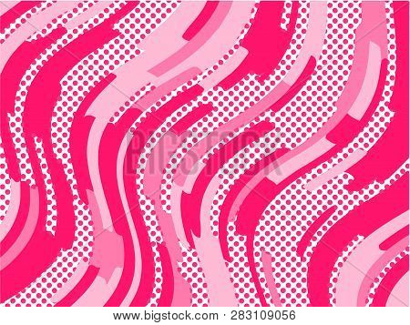 The Pink Pattern. Trending Abstract Design With Irregular Shapes, Points And Wavy Lines To Create Ro
