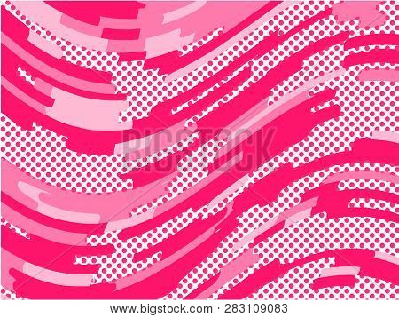The Pink Pattern. Trending Abstract Design With Irregular Shapes, Points And Wavy Lines To Create Ro