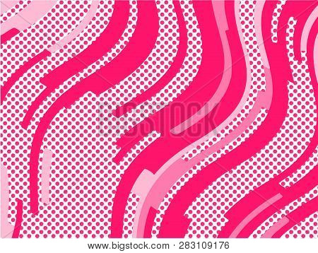 The Pink Pattern. Trending Abstract Design With Irregular Shapes, Points And Wavy Lines To Create Ro