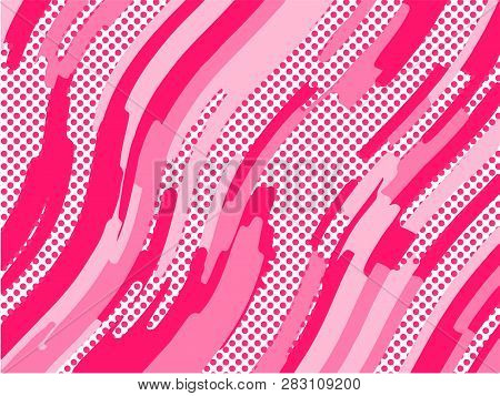 The Pink Pattern. Trending Abstract Design With Irregular Shapes, Points And Wavy Lines To Create Ro
