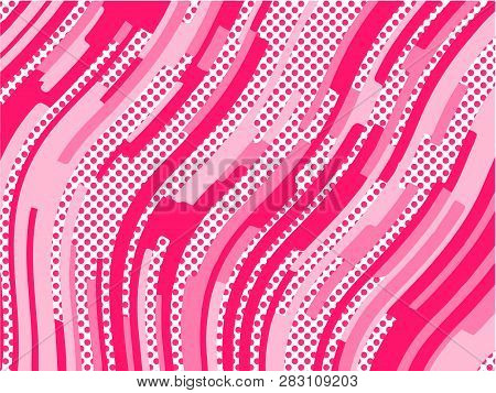 The Pink Pattern. Trending Abstract Design With Irregular Shapes, Points And Wavy Lines To Create Ro