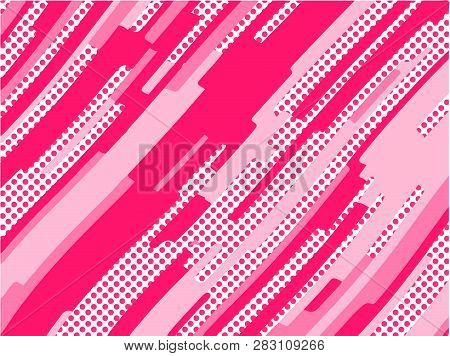 The Pink Pattern. Trending Abstract Design With Irregular Shapes, Points And Wavy Lines To Create Ro