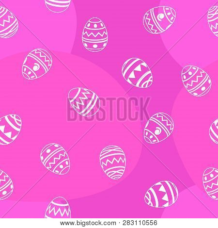 Easter Seamless Pattern. Abstract Pink Background With White Easter Eggs.