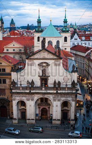 View On The Roofs In Stare Misto. Prague. Sunset