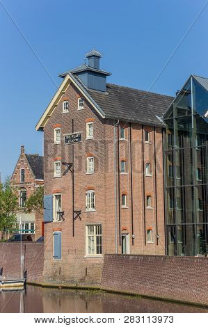 Coevorden, Netherlands - June 28, 2018: Warehouse At The Central Canal Of Coevorden, Netherlands