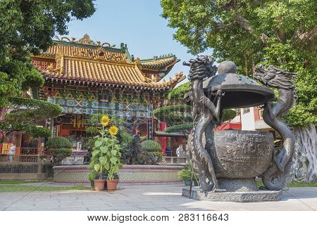 Hong Kong, China - April 08, 2018 : Ching Chon Koon Monastery In Tuen Mun, Hong Kong. It Is One Of T