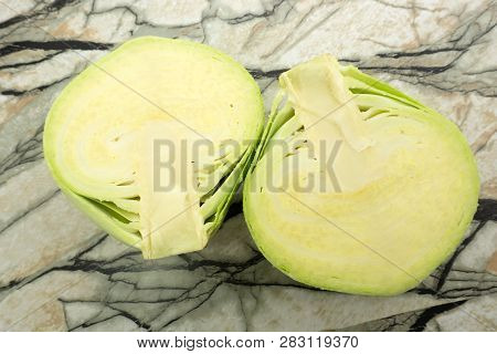 Open White Cabbage Head Isolated On White Background .