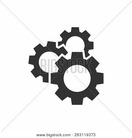 Gear Vector Icon In Flat Style. Cog Wheel Illustration On White Isolated Background. Gearwheel Cogwh