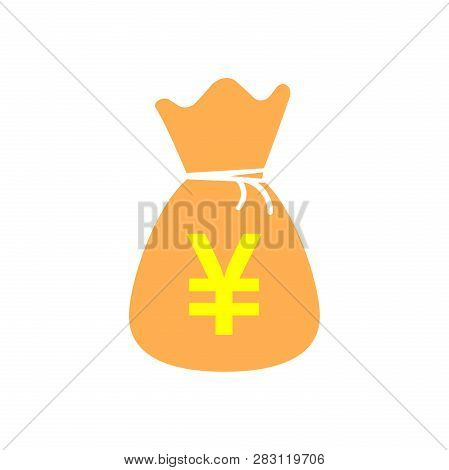 Yen, Yuan Bag Money Currency Vector Icon In Flat Style. Yen Coin Sack Symbol Illustration On White I