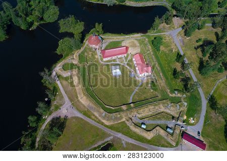 A View From The Height Of The Old Korela Fortress On A Sunny June Day (shooting From The Drone). Pri