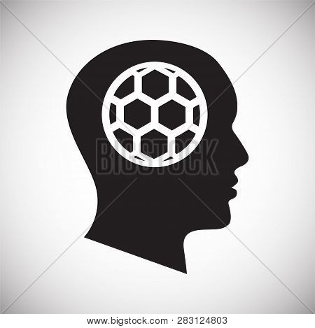 Human Head With Soccer Ball On White Background For Graphic And Web Design, Modern Simple Vector Sig